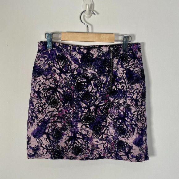 RW&CO Purple Abstract Floral Pencil Skirt Sz 2 - Picture 1 of 7